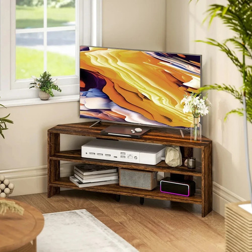 Rustic brown corner - corner, tv